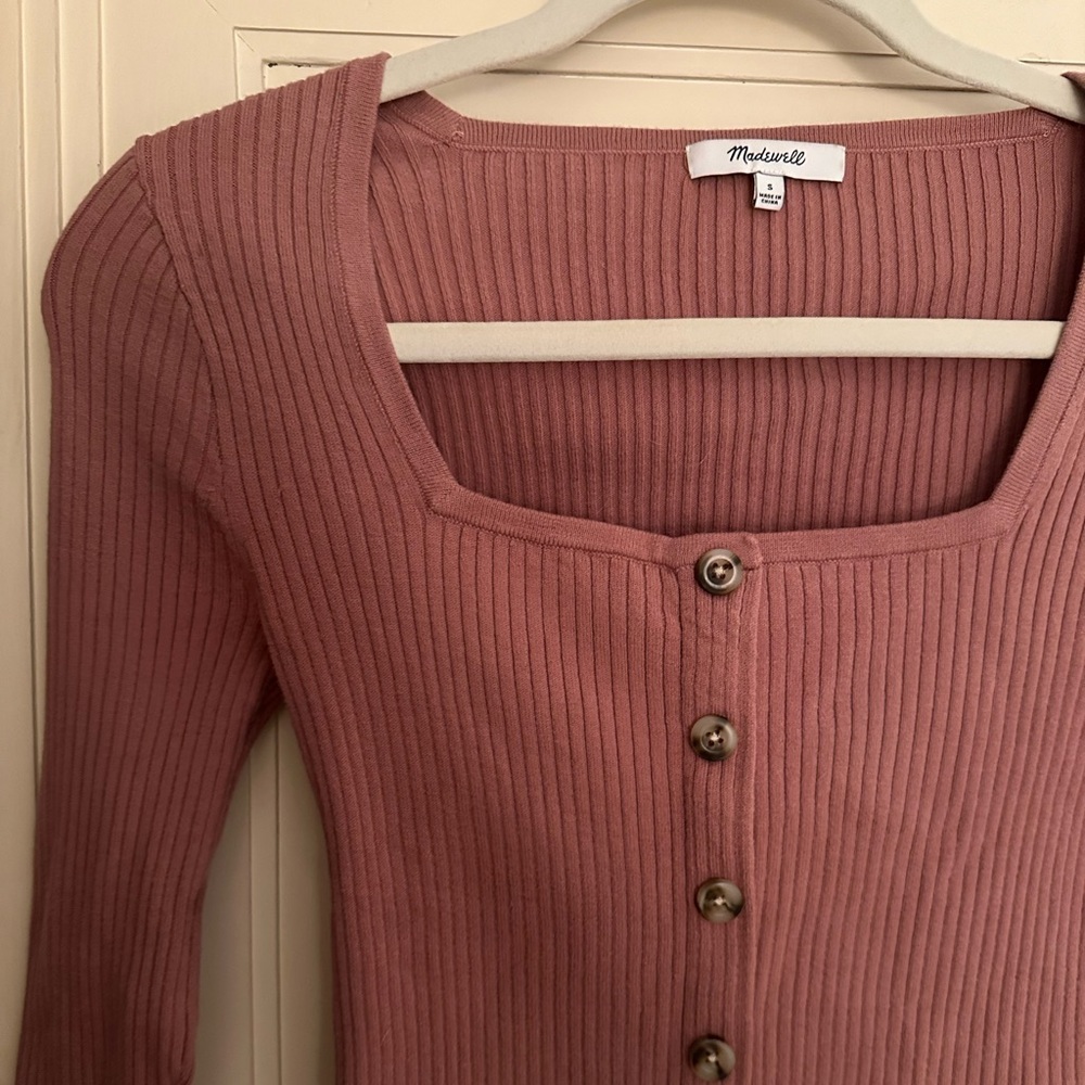 Madewell Rosseau Square-Neck Cardigan Top